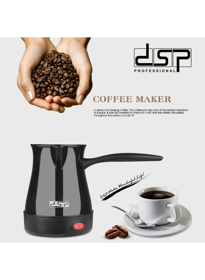 دي اس بي 1 قطعة ماكينة قهوة تركية كهربائية، أسود بلاستيك دلة قهوة عربية، محمولة غلاية قهوة للاستخدام في المنزل والمكتب، ماكينة قهوة يونانية وعربية، سعة 300 مل صانعة قهوة تركية، أسود - Image 1