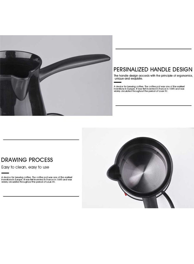 دي اس بي 1 قطعة ماكينة قهوة تركية كهربائية، أسود بلاستيك دلة قهوة عربية، محمولة غلاية قهوة للاستخدام في المنزل والمكتب، ماكينة قهوة يونانية وعربية، سعة 300 مل صانعة قهوة تركية، أسود - Image 3