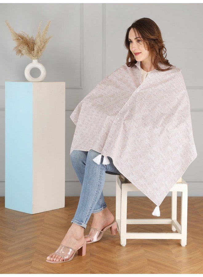 Switchon Multi Use Poncho Style Scarf with Buttons, Feeding Apron Breathable for Pre & Post Pregnancy Nursing Cover for Breastfeeding Free Size ((72inch x 22inch) (Brown_white) - Image 2