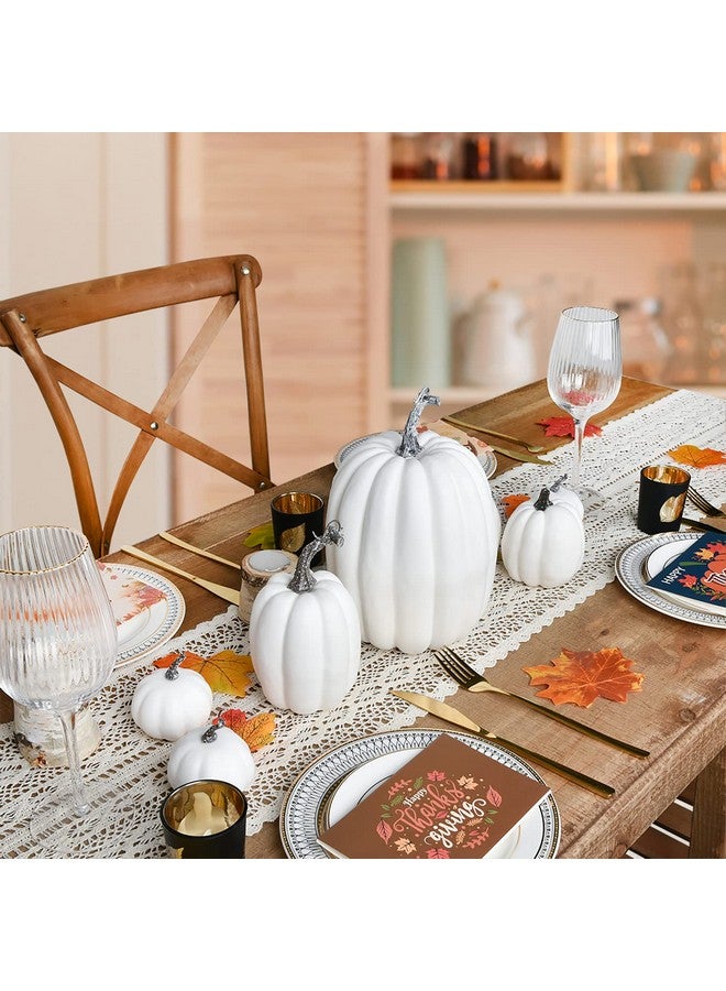 DearHouse 7Pcs Thanksgiving Artificial White Pumpkin Home Decoration Sets, Artificial Vegetables Pumpkin for Fall Halloween Home Decor - Image 2