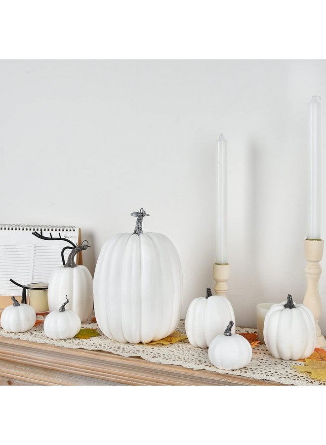 DearHouse 7Pcs Thanksgiving Artificial White Pumpkin Home Decoration Sets, Artificial Vegetables Pumpkin for Fall Halloween Home Decor - Image 3