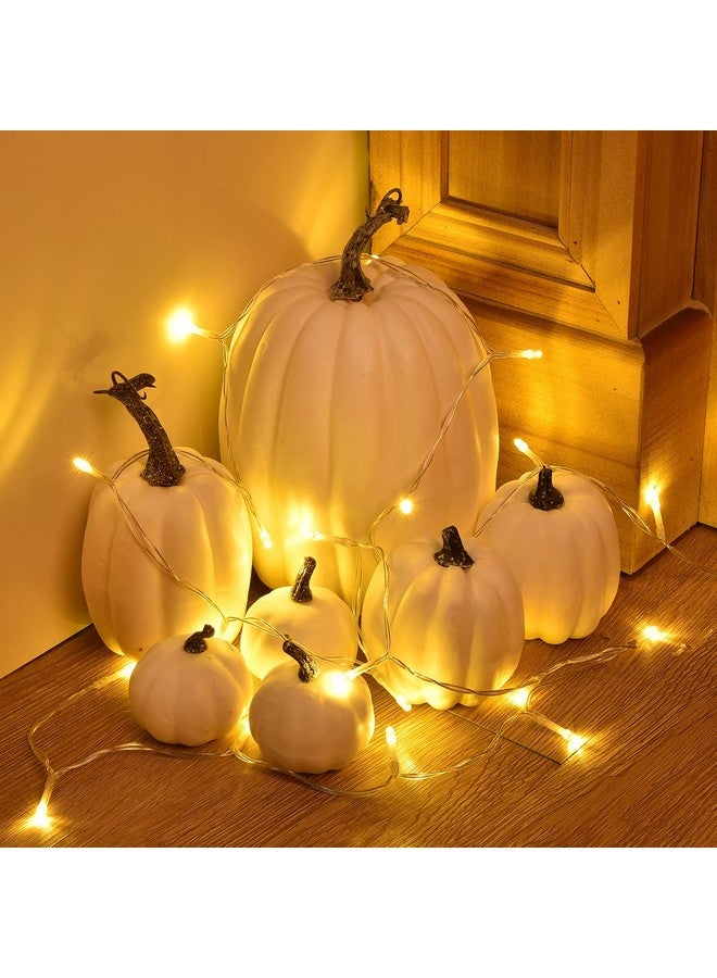 DearHouse 7Pcs Thanksgiving Artificial White Pumpkin Home Decoration Sets, Artificial Vegetables Pumpkin for Fall Halloween Home Decor - Image 5