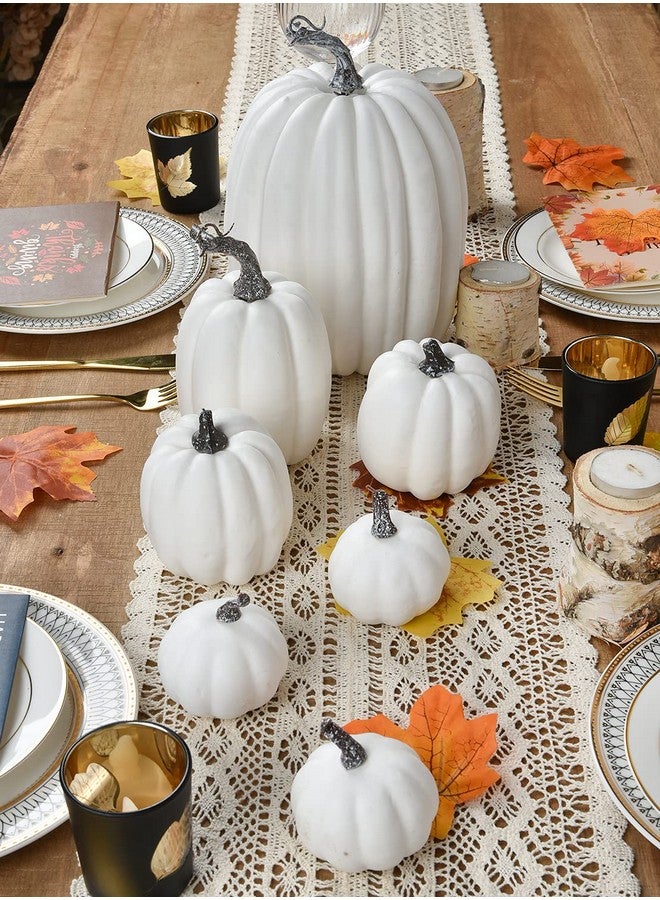 DearHouse 7Pcs Thanksgiving Artificial White Pumpkin Home Decoration Sets, Artificial Vegetables Pumpkin for Fall Halloween Home Decor - Image 4