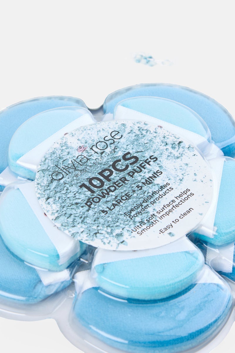 Olivia Rose 10 Pieces Makeup Powder Puffs Set, Blue - Image 3