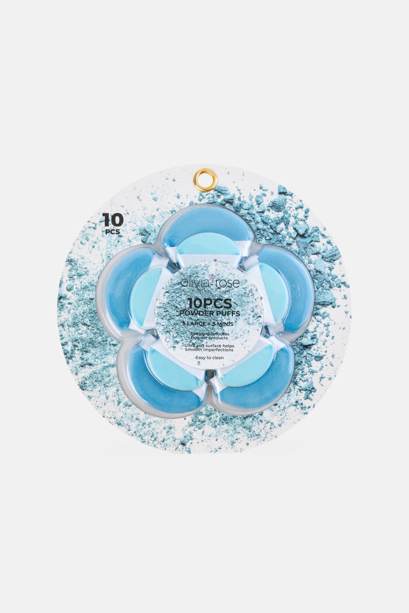 Olivia Rose 10 Pieces Makeup Powder Puffs Set, Blue - Image 1
