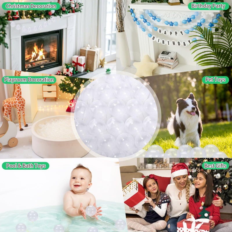 TRENDPLAY Plastic Balls for Ball Pits - Pack of 50 Hollow Balls- Safe and Exciting Playtime - Perfectly for Baby Pools, Birthday Party Decoration, Clear - Image 5