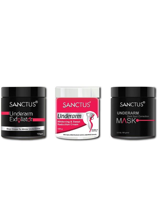 SANCTUS Underarm Whitening Treatment Kit Pro For Women (Underarm Exfoliator + Underarm & Intimate Area Whitening Cream + Underarm Dark Spot Correction Mask) 300Gm - Image 2