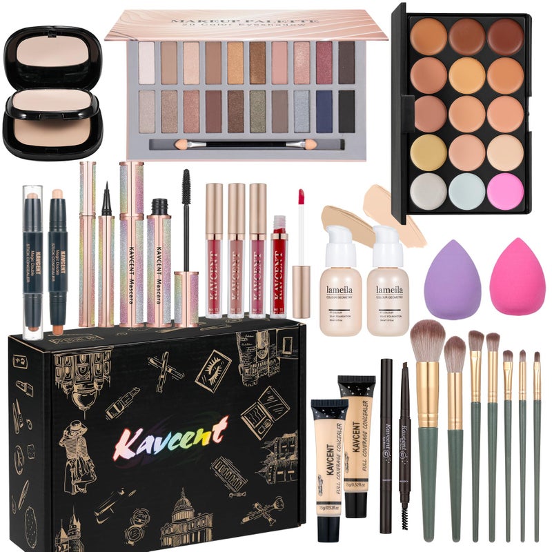 KAVCENT Makeup Set Makeup Kit for Women Full Kit Makeup Sets for Teens Women Gift Eyeshadow Palette Lipgloss Foundation concealer Makeup Kit for Teens Teenager - Image 1