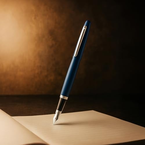 Sheaffer VFM Neon Blue Fountain Pen with Chrome Trim and Fine Nib - Image 2