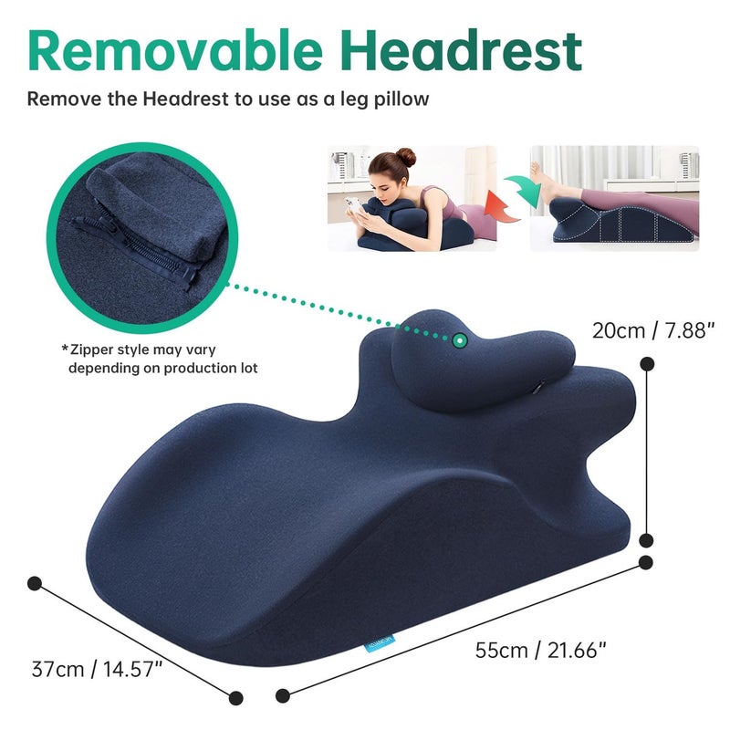 MOONYOOY Memory Foam Ergonomic Wedge Pillow for Sleeping, Acid Reflux & GERD Relief - Elevation Bed Support Pillow for Back Pain, Post Surgery Recovery, Reading with Removable Washable Cover - Image 2