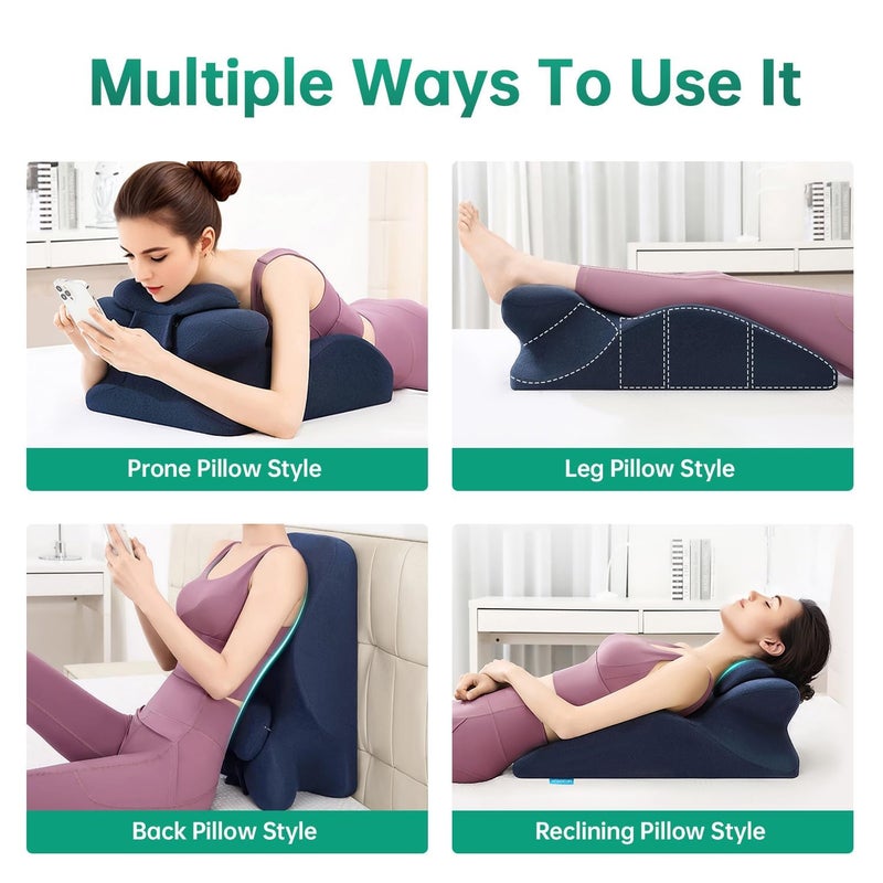 MOONYOOY Memory Foam Ergonomic Wedge Pillow for Sleeping, Acid Reflux & GERD Relief - Elevation Bed Support Pillow for Back Pain, Post Surgery Recovery, Reading with Removable Washable Cover - Image 5