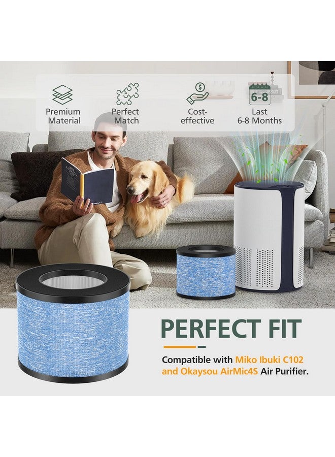 isinlive 2 Pack C102 True HEPA Air Filter MA-01CW Replacement Filter Compatible with Miko Ibuki & Ibuki+ Air Purifi-er, MA-18 and Okaysou AirMic4S Air Purifi-er - Image 2