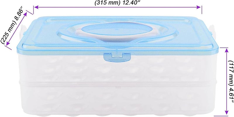 Anshri 24 Grid Egg Square Shape Storage BoxEgg Refrigerator Storage Tray Abs Plastic Egg Storage Containers For Fridge And Kitchen Egg Storage Bins Basket With Carry Holder 2 LayerMulticolor24 Egg - Image 3