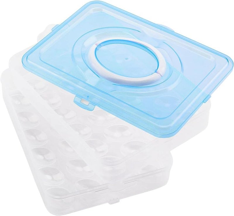 Anshri 24 Grid Egg Square Shape Storage BoxEgg Refrigerator Storage Tray Abs Plastic Egg Storage Containers For Fridge And Kitchen Egg Storage Bins Basket With Carry Holder 2 LayerMulticolor24 Egg - Image 4