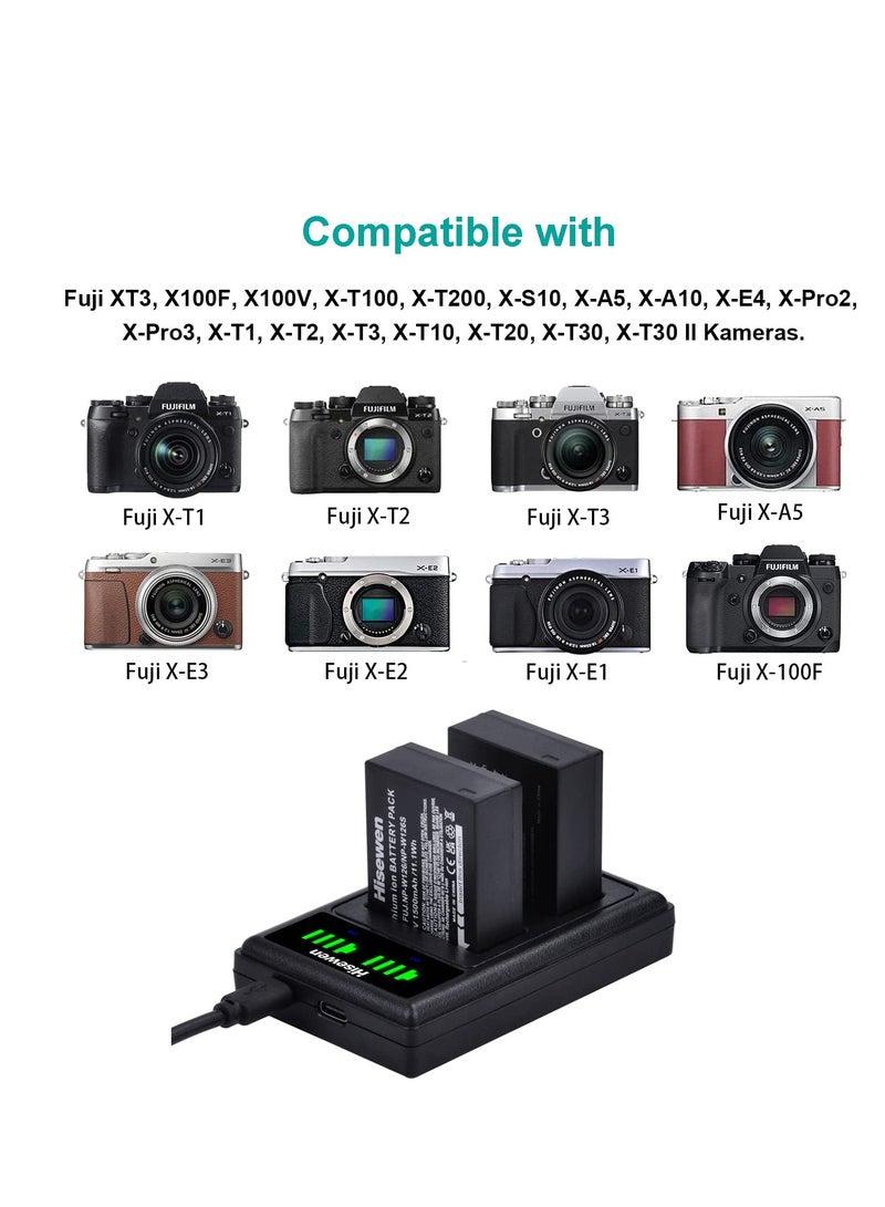 Excefore NP-W126 Battery Charger, LED Dual Charger for Fuji XT30, X100V, XS10, XT3, XA7, XE4, XPRO3, XT2, XT20, X100F, XA3, XA5, XPRO2 - Image 3