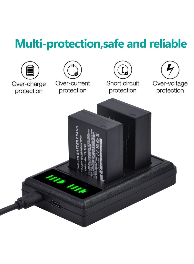 Excefore NP-W126 Battery Charger, LED Dual Charger for Fuji XT30, X100V, XS10, XT3, XA7, XE4, XPRO3, XT2, XT20, X100F, XA3, XA5, XPRO2 - Image 5