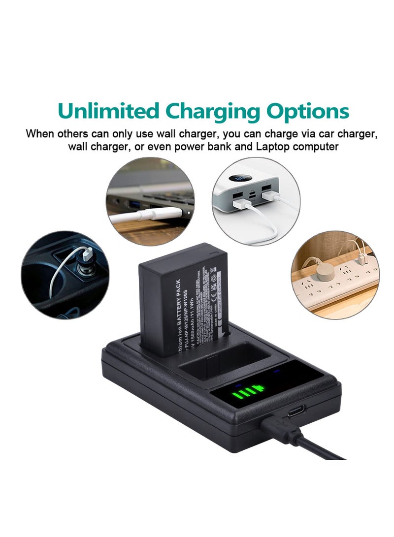 Excefore NP-W126 Battery Charger, LED Dual Charger for Fuji XT30, X100V, XS10, XT3, XA7, XE4, XPRO3, XT2, XT20, X100F, XA3, XA5, XPRO2 - Image 4