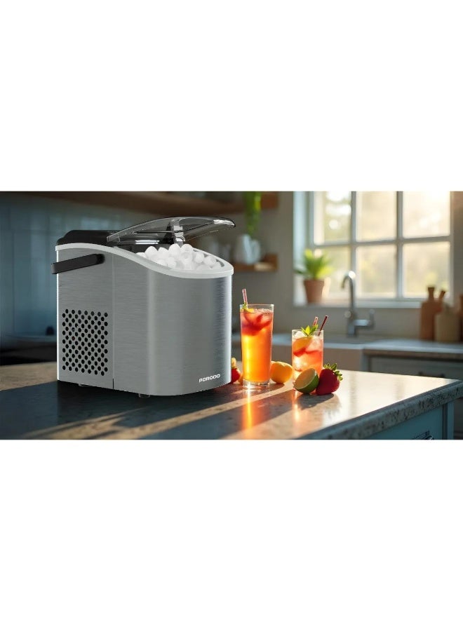 Porodo Lifestyle Instant Bullet Ice Maker 12kg/24H Stainless Steel UK Plug - Image 4