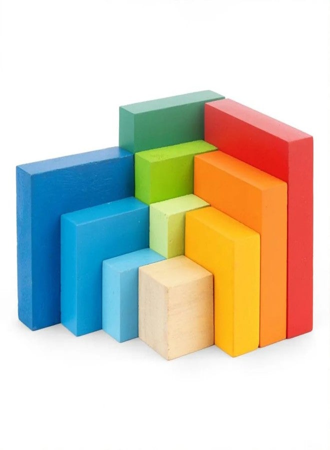Brainytots Geometric Rainbow Blocks | Fun Educational Gift for Toddlers & Kids 2 Years and Above | Wooden Stacking & Shape Sorting Toy | Montessori Fine Motor & Color Recognition Game | Wooden Toy - Image 1