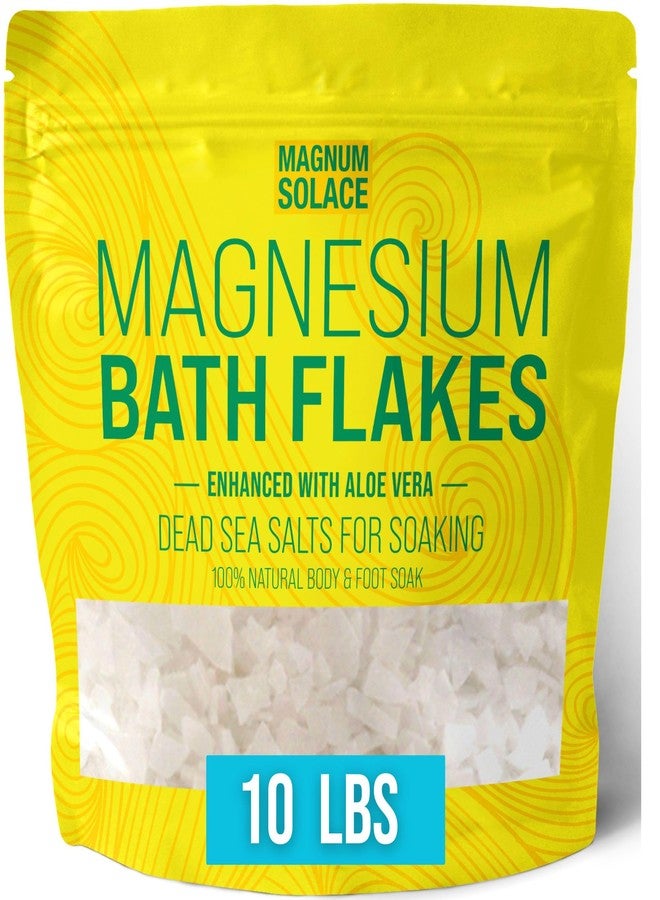 Magnum Solace Magnesium Bath Flakes - Dead Sea Salt - Dead Sea Salts for Soaking - Magnesium Flakes for Bath - Enhanced with Aloe Vera (10 Pound) - Image 1