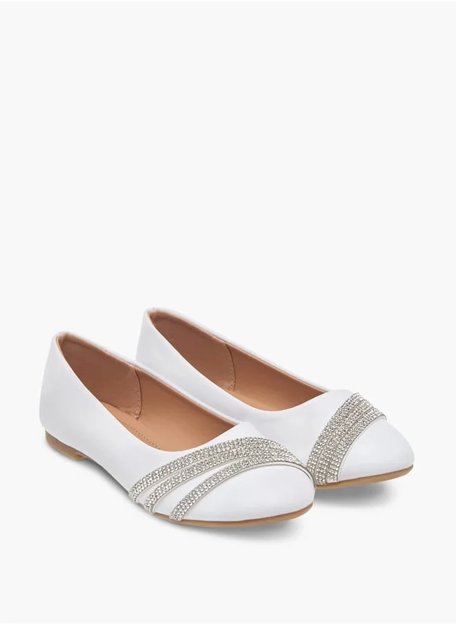 فلورا بيلا من شو إكسبرس Girls Embellished Slip-On Ballerina Shoes