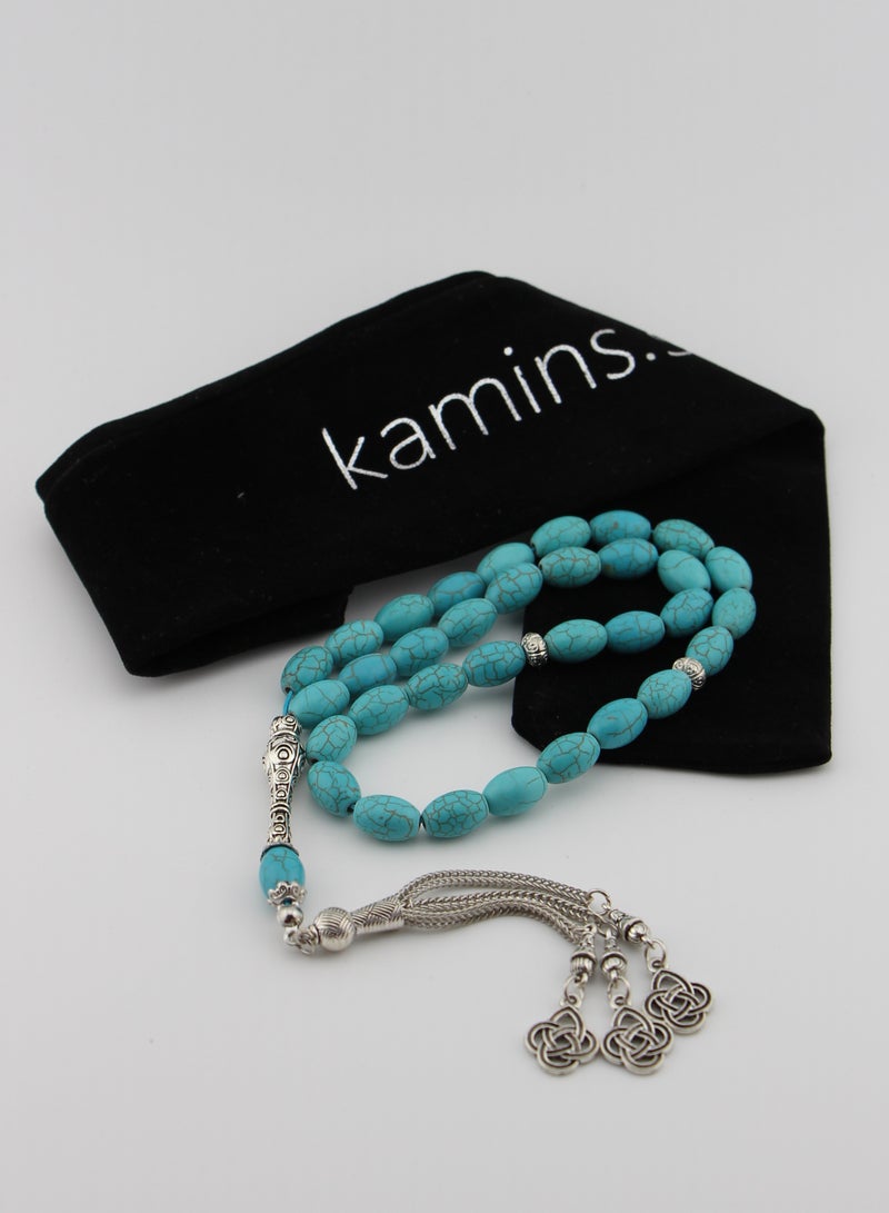 Kamins Collection Oval Cut Turquoise Tasbih - Image 1