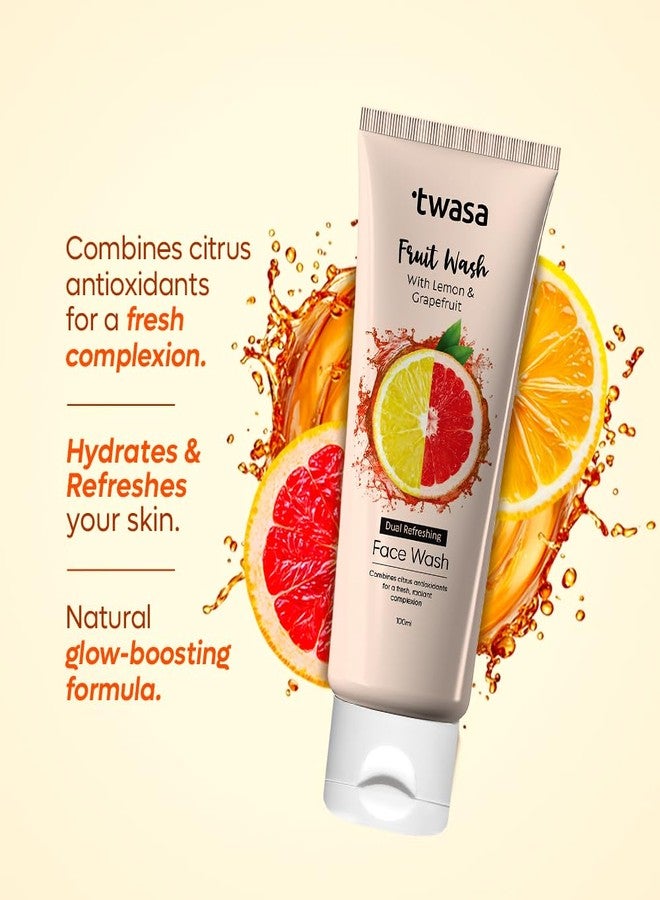 Twasa Lemon & GrapeFruit Face Wash For Deep Cleansing, Brightens Skin Tone & Glowing Skin | Reduces Dark Spots & Excess Oil Control Face Wash For Women & Men | For All Skin Types - 100 ml - Image 3
