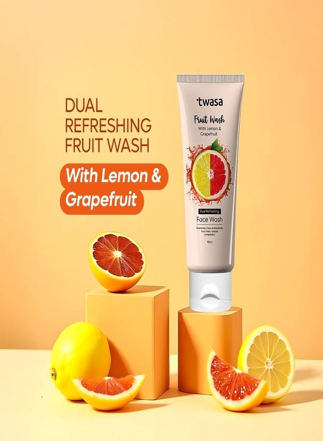 Twasa Lemon & GrapeFruit Face Wash For Deep Cleansing, Brightens Skin Tone & Glowing Skin | Reduces Dark Spots & Excess Oil Control Face Wash For Women & Men | For All Skin Types - 100 ml - Image 2