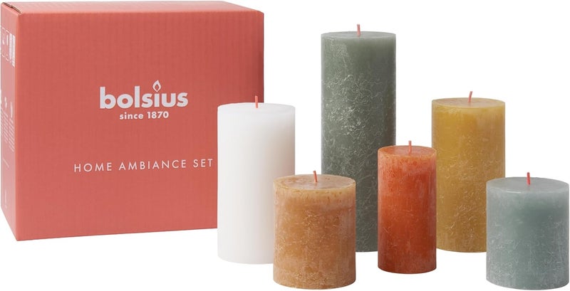 Bolsius Rustic Pillar Candles - Gift Set of 6 - Retro - Decorative Household Candles - Length Burning Time - Unscented - Natural Plant Wax - Without Palm Oil - Image 3