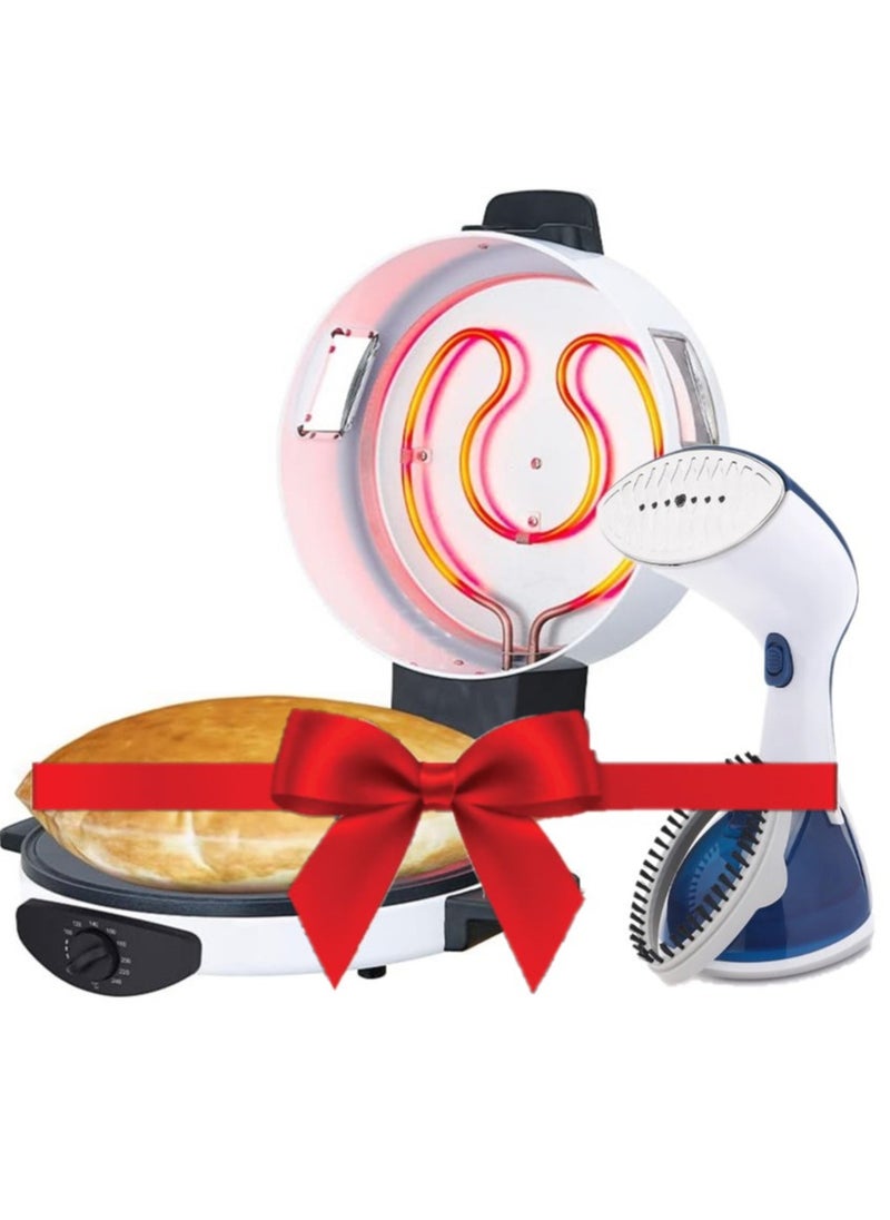 KLIKONIX 30cm Arabic Bread & Pizza Maker 1800W with KLIKON 270 ML Handheld Electric Garment Steamer | Portable 1300W KBM-865 + KGS-311  - Image 1