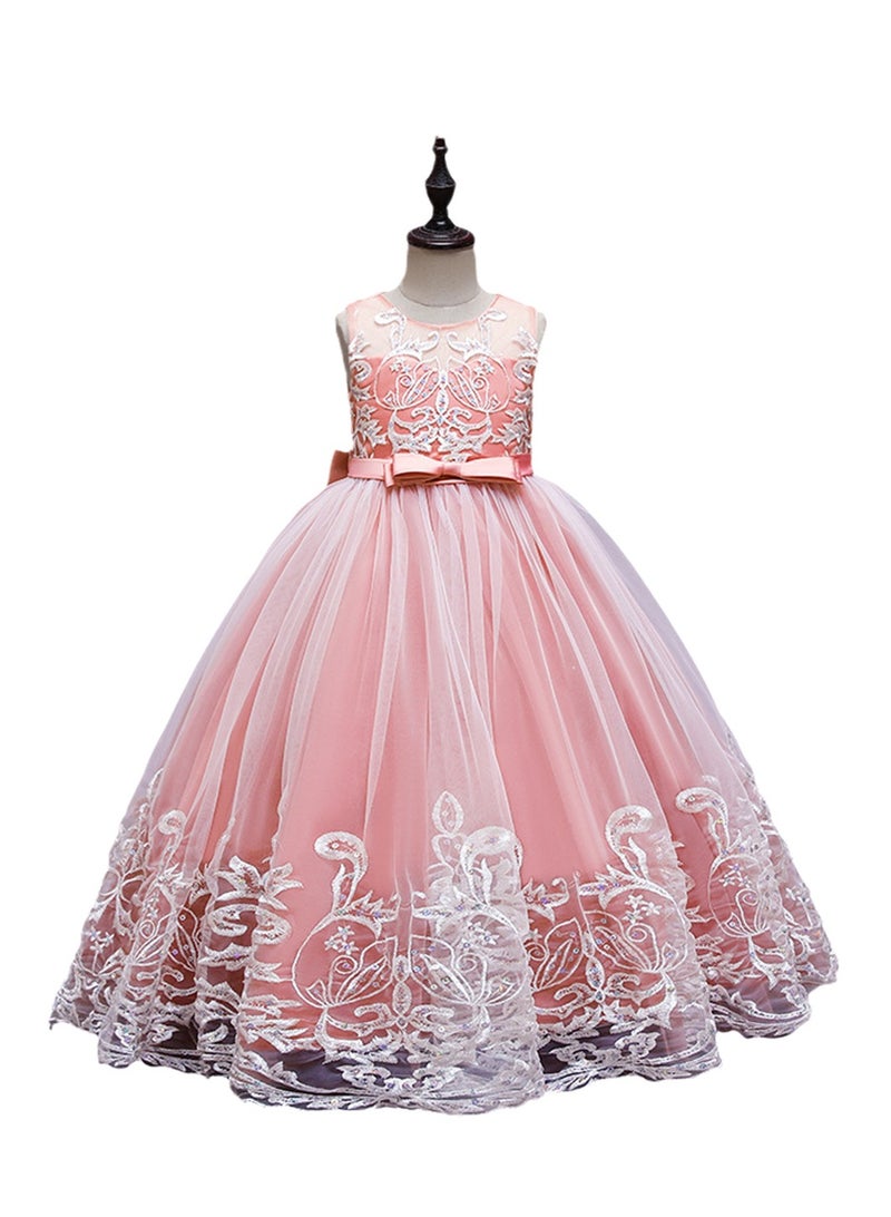 Girls Dress Sleeveless Mesh Performance Host Princess Dress Costumes - Image 1