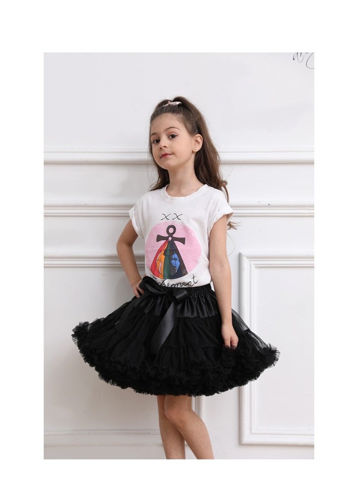 Generic Children's Fluffy Skirt Half Skirt Princess Tutu Skirt Black 