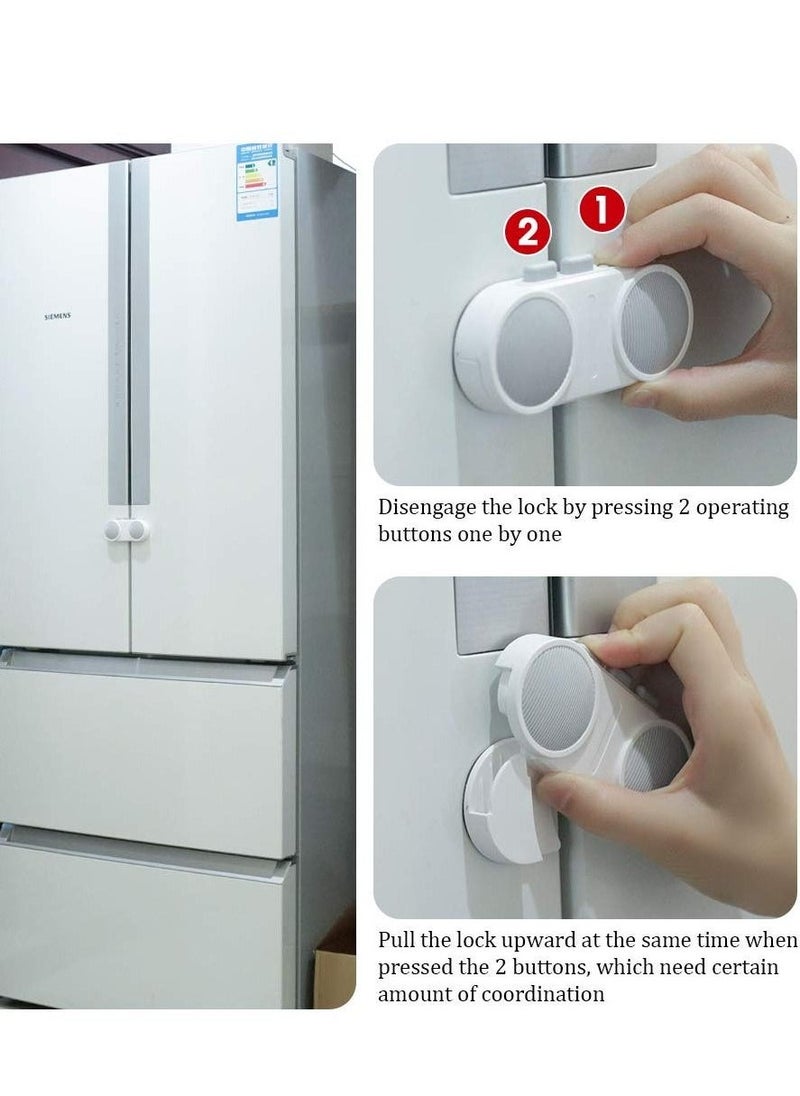 Baby Safety Door Lock, French Fridge Freezer Refrigerator Lock Cabinet Cupboard Lock for Childproof Pet Proofing Easy to Install and Use 3M Adhesive No Tools Need or Drill (White) - Image 4