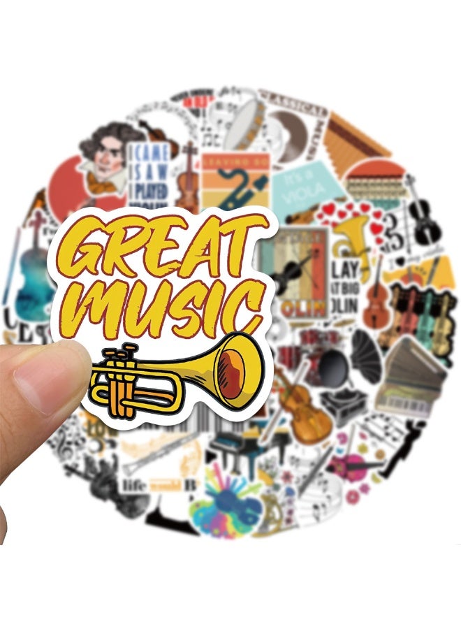 قوس قزح أورينبو 52 قطعة من ملصقات الآلات الموسيقية التحفيزية المصنوعة من الفينيل المقاومة للماء، ملصقات كرتونية جميلة من مادة البولي فينيل كلوريد كاواي للمراهقين والبالغين وزجاجات المياه وأجهزة الكمبيوتر المحمولة والأمتعة والغيتار - Image 2