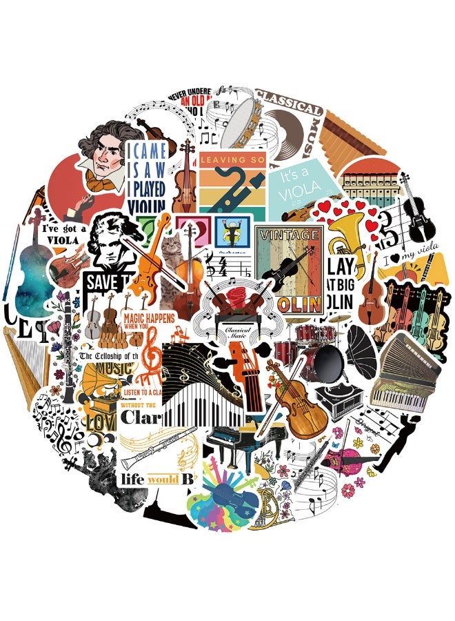 قوس قزح أورينبو 52 قطعة من ملصقات الآلات الموسيقية التحفيزية المصنوعة من الفينيل المقاومة للماء، ملصقات كرتونية جميلة من مادة البولي فينيل كلوريد كاواي للمراهقين والبالغين وزجاجات المياه وأجهزة الكمبيوتر المحمولة والأمتعة والغيتار - Image 1