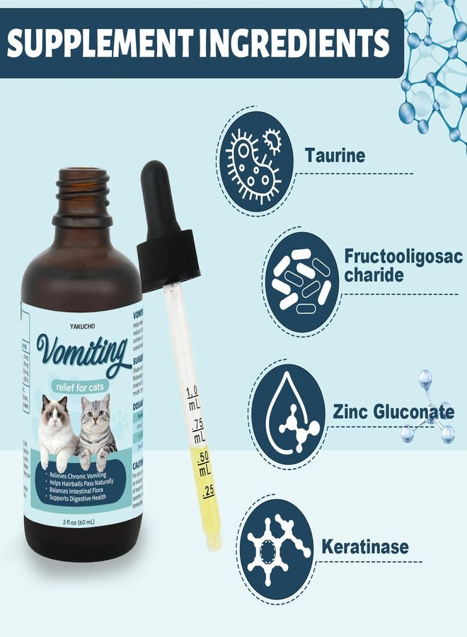 Yakucho Vomiting Relief for Cats, Cat Vomit Remedy, Probiotic Digestive Support Liquid, Helps Reduce Hairballs, Relieve Sensitive Stomach & Support Gut Health, Gentle Daily Formula - 60mL - Image 4