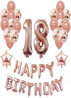 18th Birthday Decorations Rose Gold for Women and Girl Party Supplies 39 Piece with Happy Birthday Banner Confetti Latex Balloons Star Foil Balloons , 2725611228503 - pzsku/ZC1CB5A0E5BA034F71FE5Z/45/_/1718137139/7f671442-9d2a-4aee-81c5-872bdd8c63cd