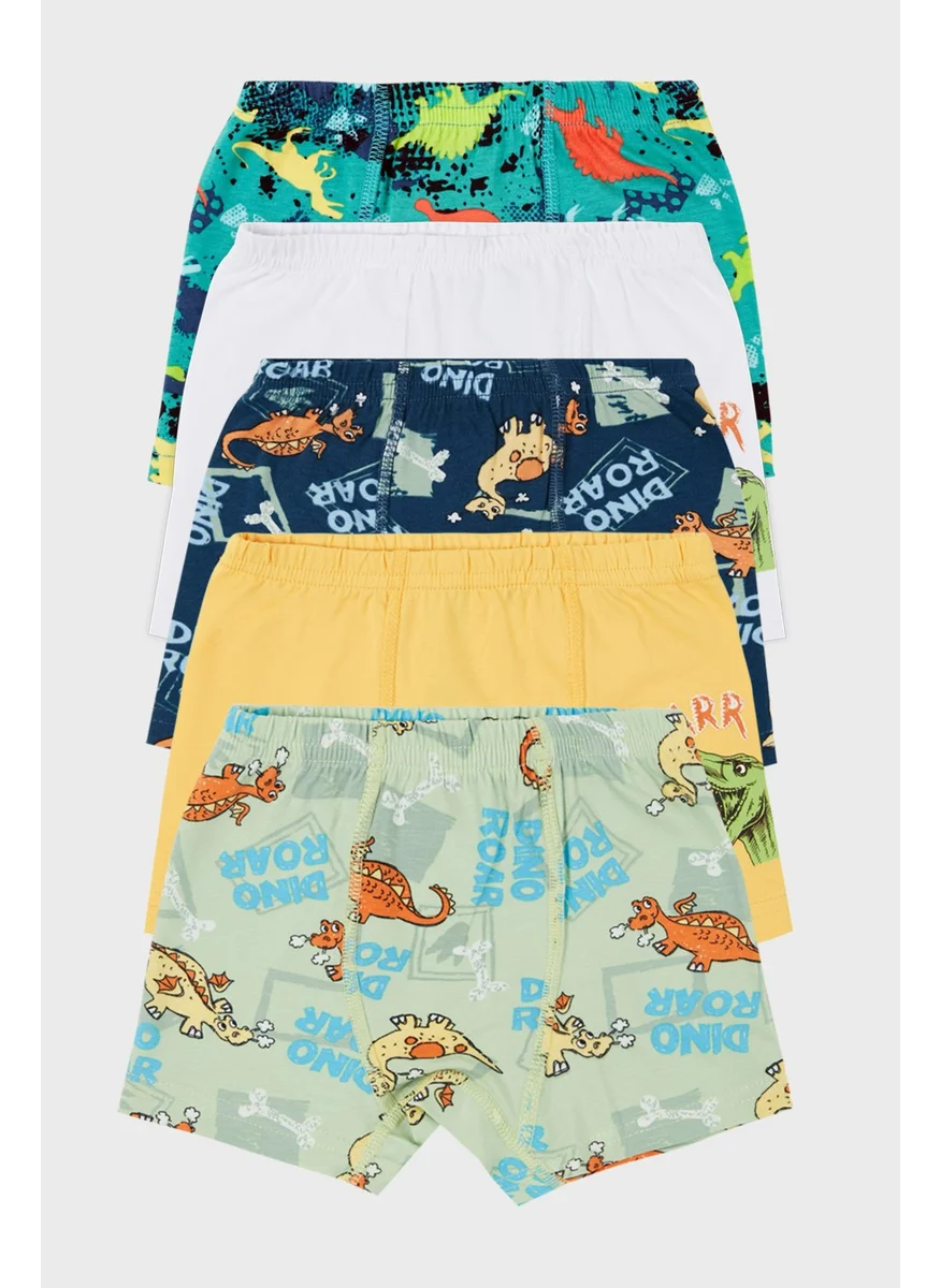 ليلا Patterned Stretch Cotton 5 Pack Boxer Boy Boxer 6651005DINO