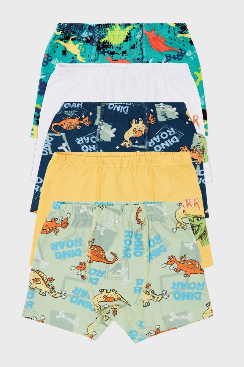 Lela Patterned Stretch Cotton 5 Pack Boxer Boy Boxer 6651005DINO  - Image 1