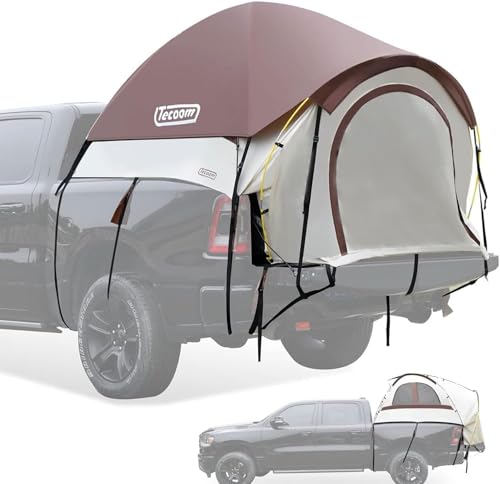 Tecoom Truck Tent Waterproof PU3000mm Double Layer for 5558ft Pickup Bed Portable 2 Person Compact Full Size Bed for Back of Truck Camping Beach Tent with Rain Fly - Image 1