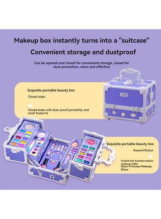 Kids Makeup Kit, Real Kids Makeup Set Washable Makeup Set Toys for Girls with Portable Makeup Box Including Lipstick, Eye Shadows and So On, Girls Toys for Girls Aged 3+ Year Old - view 3