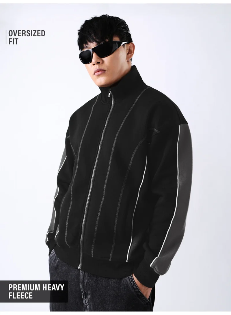 The Souled Store Men Matrix Darkline Colourblocked Multicolour Oversized Varsity Jackets
