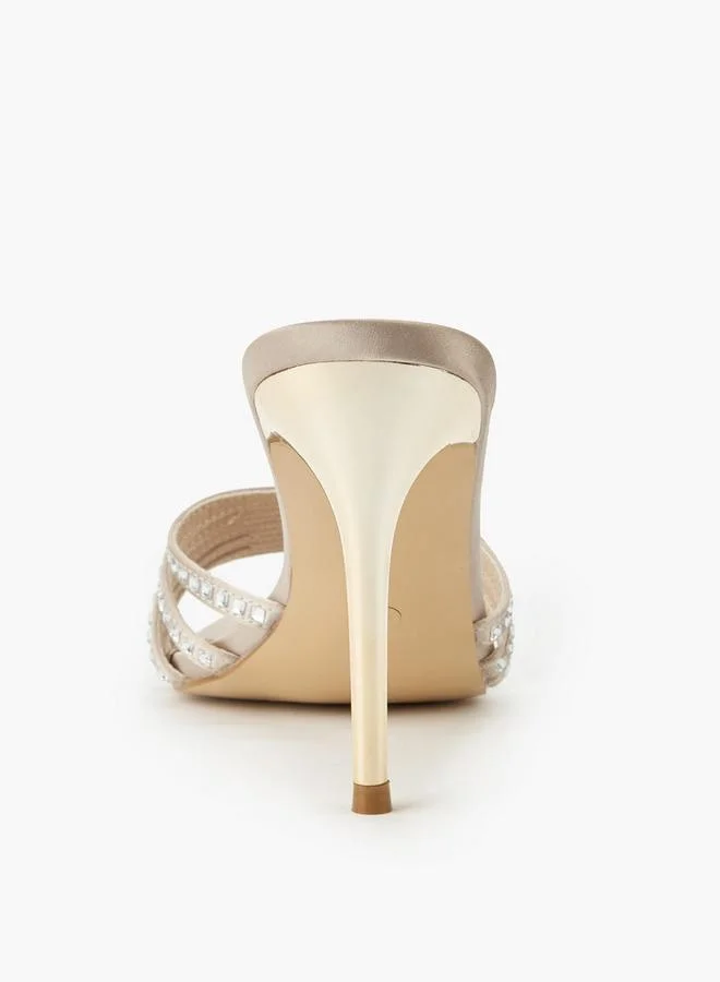 Flora Bella By Shoexpress GOLD Flora Bella Women Embellished Stiletto Heel Sandals for Women | Best Price UAE