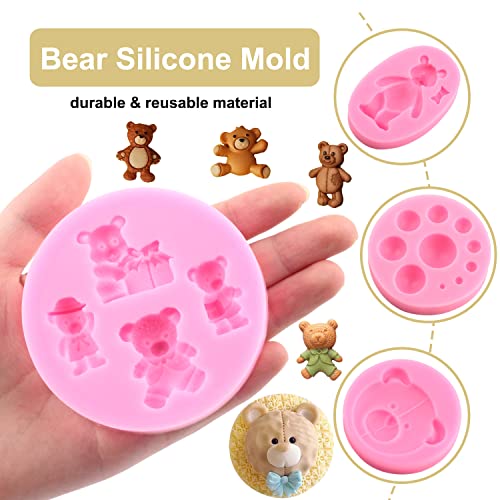 Zixiang 3D Pearl Fondant Mold Bear Silicone Fondant Mold Ball Pearl Semi Sphere Chocolate Molds For Teddy Bear Cake Decorating Cupcake Topper Candy Lollipop Polymer Clay Gum Paste Set Of 5 - Image 2