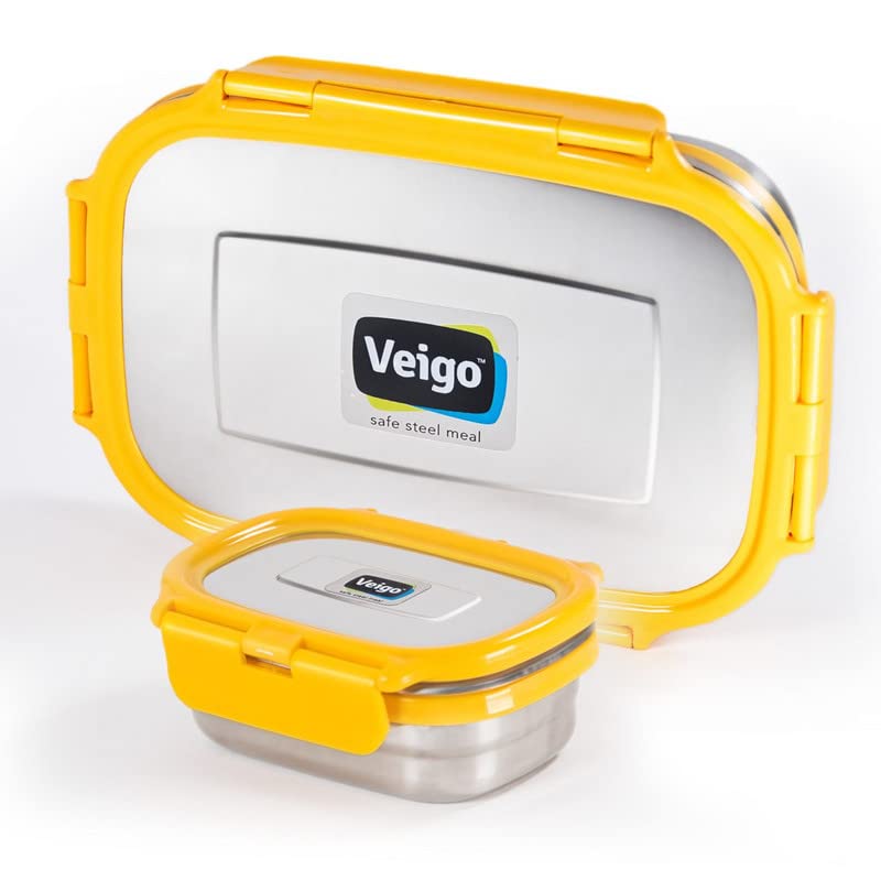 Veigo Stainless Steel Lunch Box Set for Office Men, Tiffin Box for Office Men, Lunch Box Set for Kids| Airtight & Leakproof| Jumbo Box with Veg Box(950 Ml+ 180 Ml) - Image 1