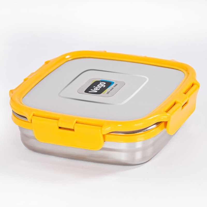 Veigo Stainless Steel Lunch Box Set for Office Men, Tiffin Box for Office Men, Lunch Box Set for Kids| Airtight & Leakproof| Jumbo Box with Veg Box(950 Ml+ 180 Ml) - Image 2