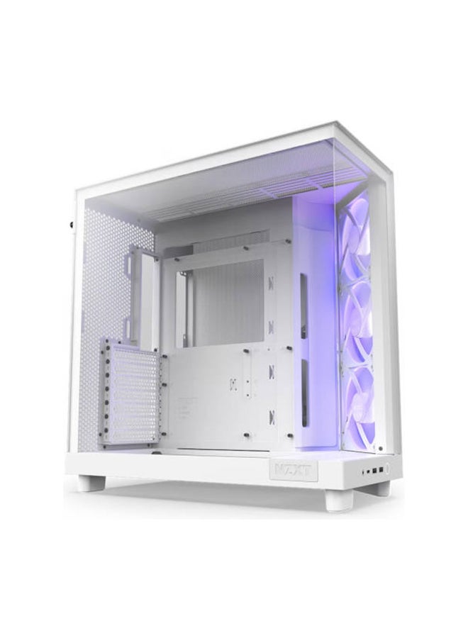 NZXT H6 Flow RGB Mid-Tower ATX PC Case, Dual-Chamber Layout, Tempered Glass, 3x F120 RGB Fans Included, High Airflow Front Panel, Supports ATX/mATX/ITX, 360mm Radiator Support, USB-C & USB 3.2 Gen1 Front I/O, Tool-Free Panels, White | CC-H61FW-R1  - Image 4