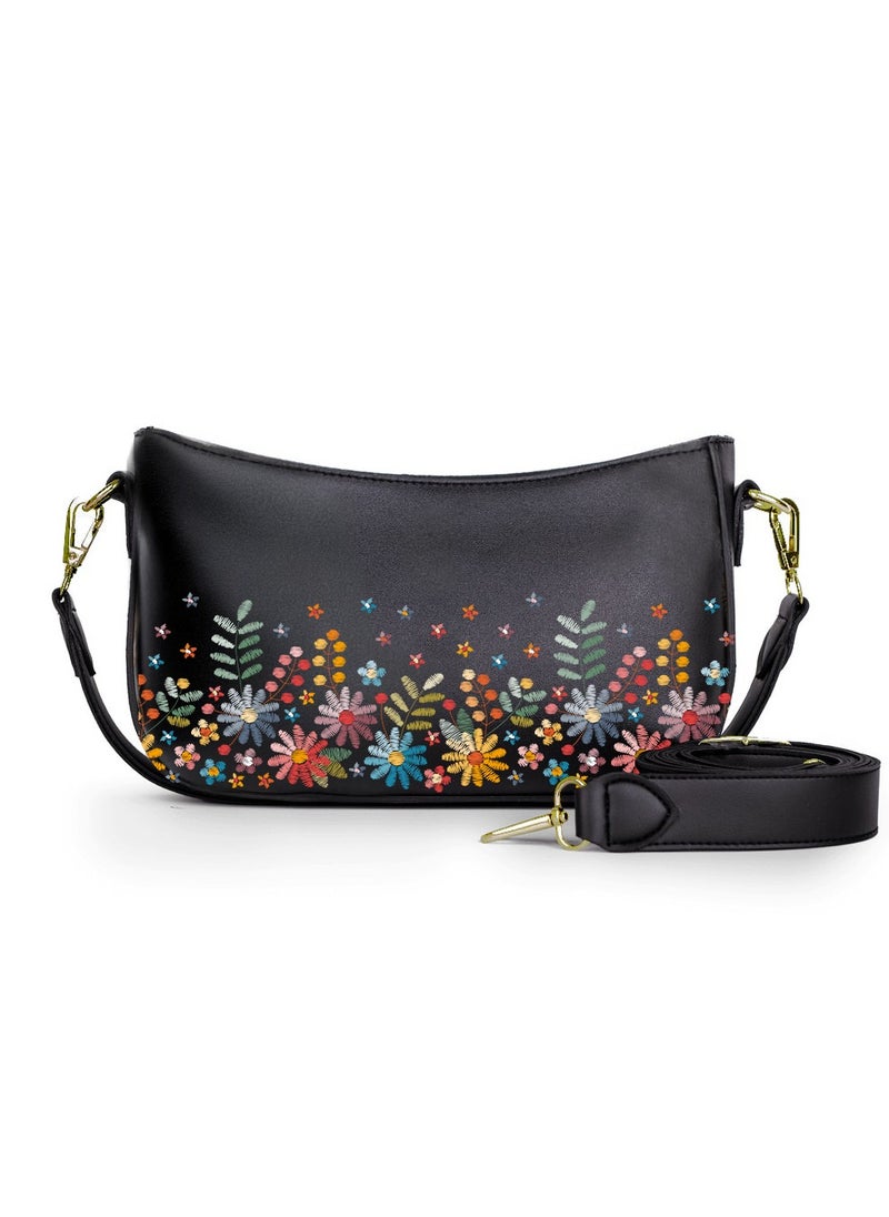 Tat 05-The Colorful Roses Crossbody bags Black  - Image 1
