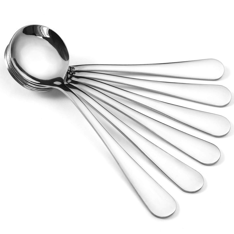 Hiware 12Piece Soup Spoons Round Stainless Steel Bouillon Spoons