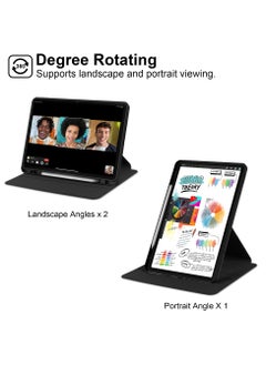 يوارب كينج حقيبة دوارة متوافقة مع Redmi Pad Pro 12.1 بوصة / Xiaomi Poco Pad 12.1 بوصة ، غطاء حامل دوار 360 درجة ، غطاء قابل للعرض متعدد الزوايا مع حامل قلم رصاص أسود  - Image 3